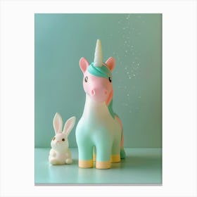 Pastel Toy Unicorn & Toy Bunny 3 Canvas Print