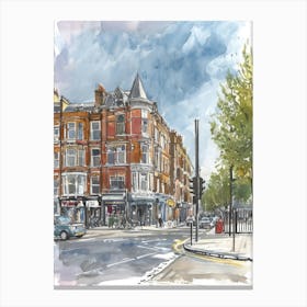 Lambeth London Borough   Street Watercolour 1 Canvas Print