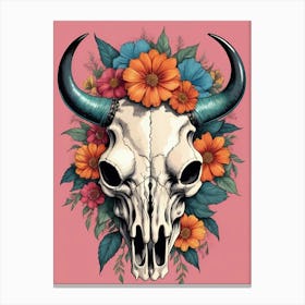 Floral Bison Skull (22) Canvas Print