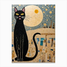 Black Cat Yellow Eyes Canvas Print