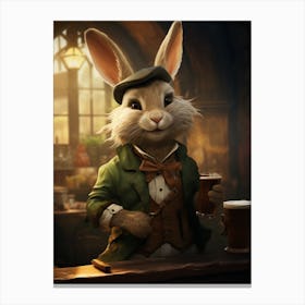 Rabbit Holding A Beer Canvas Print