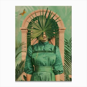 Woman In A Green Dress 1 Canvas Print