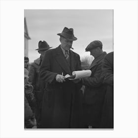 Clerk At Country Auction Sale Near Aledo, Illinois By Russell Lee Canvas Print