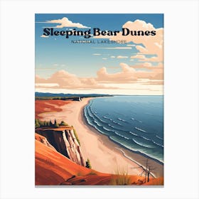 Sleeping Bear Dunes National Lakeshore Michigan Sunset Modern Travel Art Canvas Print