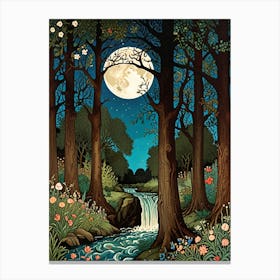 William Morris Full Moon In The Forest 2 Canvas Print