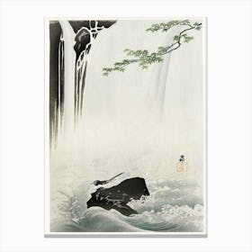 Japanese Wagtail At Waterfall (1900 1930), Ohara Koson Canvas Print