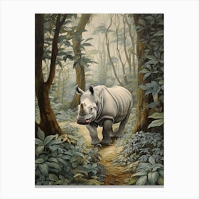 Rhino Exploring The Forest 2 Canvas Print