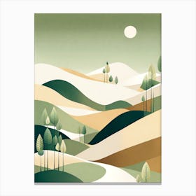 Landscape, minimalistic vector art 3 Canvas Print