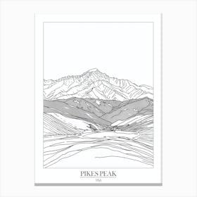 Pikes Peak Usa Line Drawing 5 Poster Canvas Print