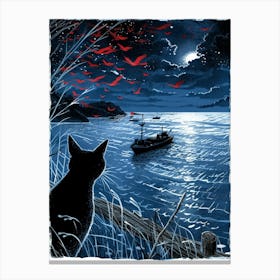 Cat At Night Canvas Print