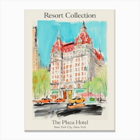 Poster Of The Plaza Hotel   New York City, New York   Resort Collection Storybook Illustration 1 Canvas Print