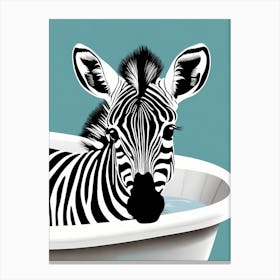 Zebra In A Bath Tub, whimsical animal art, 1110 Canvas Print