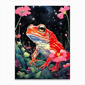 Frog In The Flowers Canvas Print