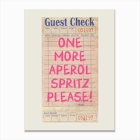 Aperol Spritz Guest Check Canvas Print