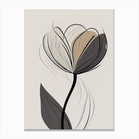 Line Art Tulips Flowers Illustration Neutral 4 Canvas Print