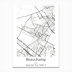 Beauchamp,France Minimalist Map Canvas Print