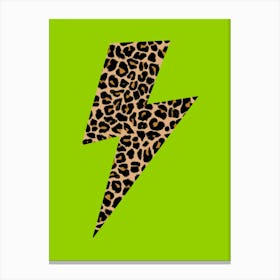 Lightning Bolt Leopard Print Green Leinwandbild