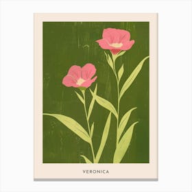 Pink & Green Veronica 1 Flower Poster Canvas Print