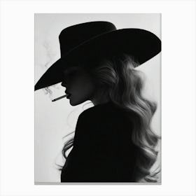 Cowgirl Western Woman Smoking Canvas Print