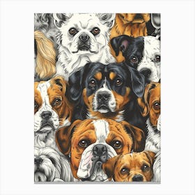 Perfectly Repeatable Artwork With Cute Dog Faces 14 Canvas Print