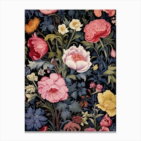 Flowers On A Black Background 3 Canvas Print