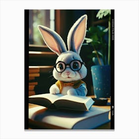 Rabbit Reading A Book 3 Canvas Print