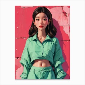 Illustrated Asian girl Canvas Print