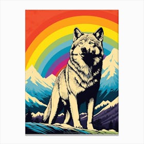 Tundra Wolf Retro Film Colourful 3 Canvas Print