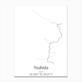 Yoshida,Japan Minimalist Map Canvas Print