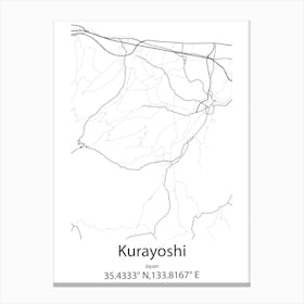 Kurayoshi,Japan Minimalist Map Toile