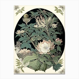 Kenrokuen, Japan Vintage Botanical Canvas Print