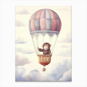Baby Baboon In A Hot Air Balloon Canvas Print