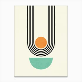 Abstract Geometric Minimalist Design with Sun and Half-Circle Canvas Print