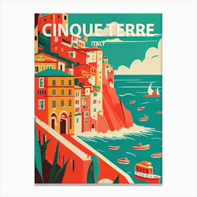 Cinque Terre Italy Retro Canvas Print