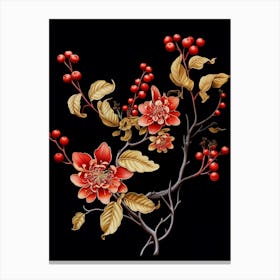 Chinese Witch Hazel 3 William Morris Style Winter Florals Canvas Print