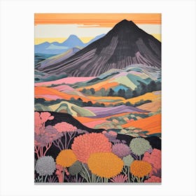 Mount Yasur Vanuatu 3 Colourful Mountain Illustration Canvas Print