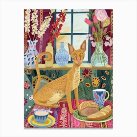 Tea Time With A Oriental Shorthair Cat 1 Canvas Print
