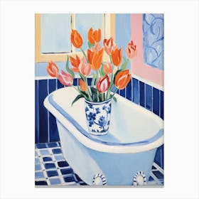 A Bathtube Full Of Tulip In A Bathroom 4 Canvas Print