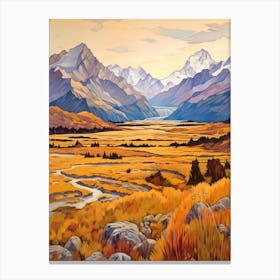 Autumn National Park Painting Aoraki Canvas Print