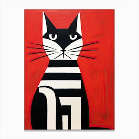 Abstracted Cat-titude: Minimalist Cubism in Feline Art Canvas Print