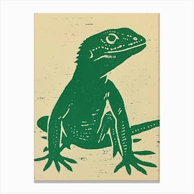 Forest Green Anoles Lizard Bold Block Colour 4 Canvas Print