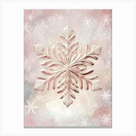 Snowflake On A Pink Background Canvas Print