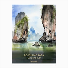 Ao Phang Nga National Park Thailand Watercolour 2 Canvas Print