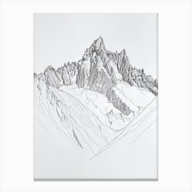 Mount Whitney Usa Line Drawing 4 Canvas Print