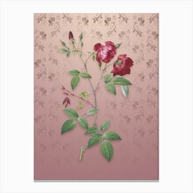 Vintage Velvet China Rose Botanical on Dusty Pink Pattern Canvas Print