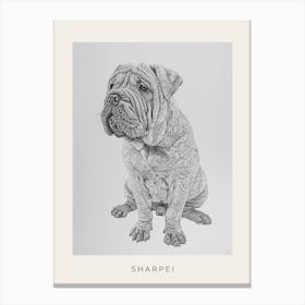 Sharpei Dog Line Sketch 2 Poster Canvas Print