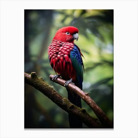 Scarlet Serenade: Rosella Bird Poster Canvas Print