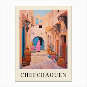 Chefchaouen Morocco 3 Vintage Pink Travel Illustration Poster Canvas Print