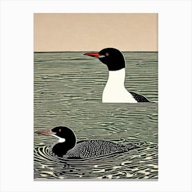 Loon Linocut Bird Canvas Print