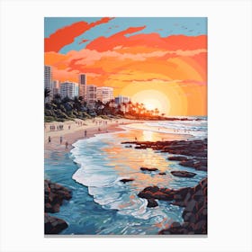 Sunkissed Painting Of Coolangatta Beach Australia 1 Canvas Print
